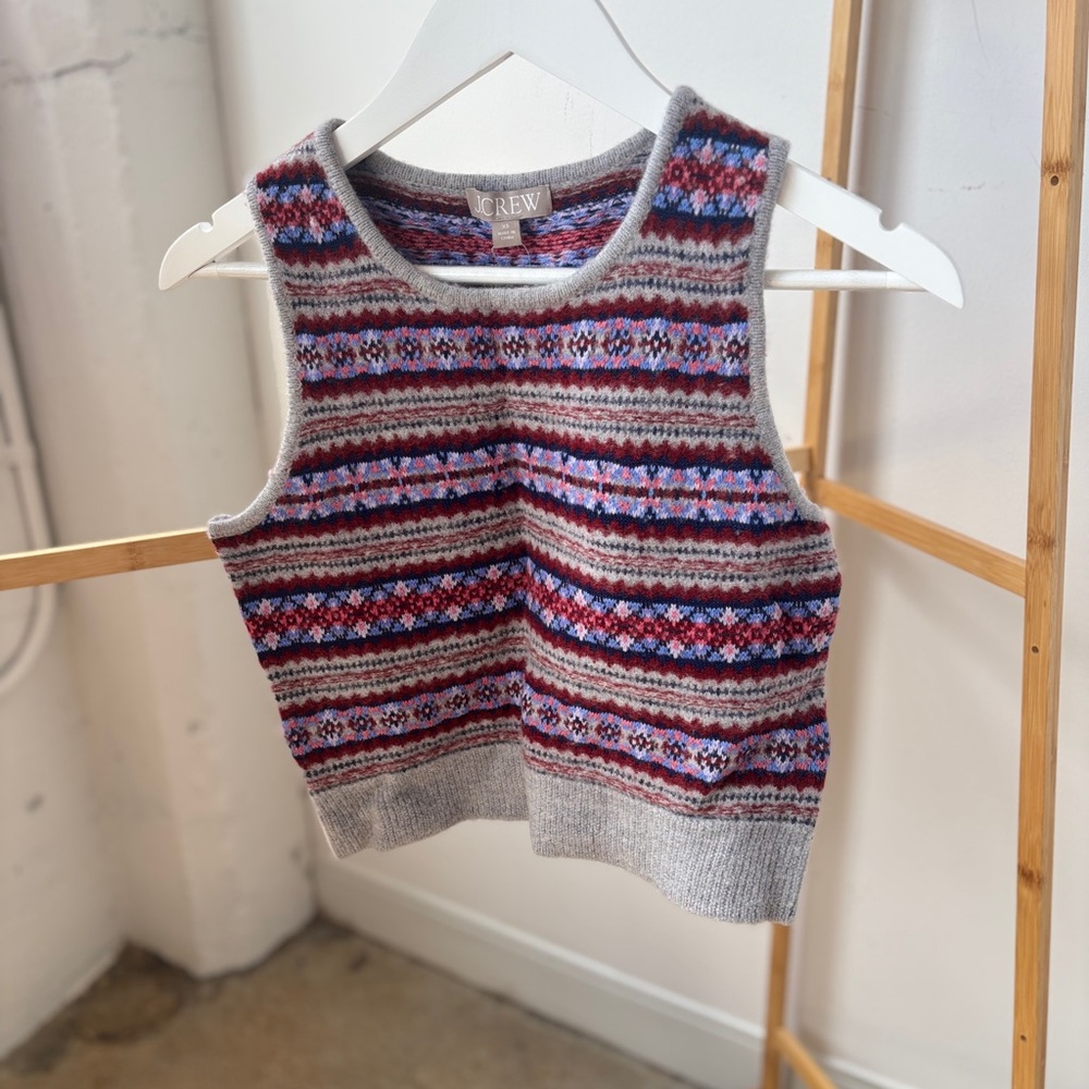 NWT J. Crew Fairisle Boiled Wool Sweater Vest XS